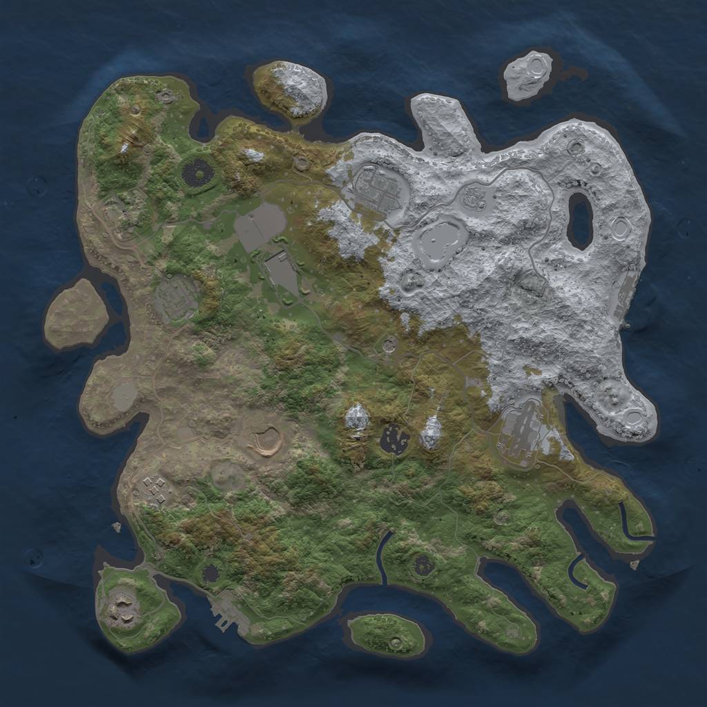 Rust Map: Procedural Map, Size: 3600, Seed: 93441075, 18 Monuments