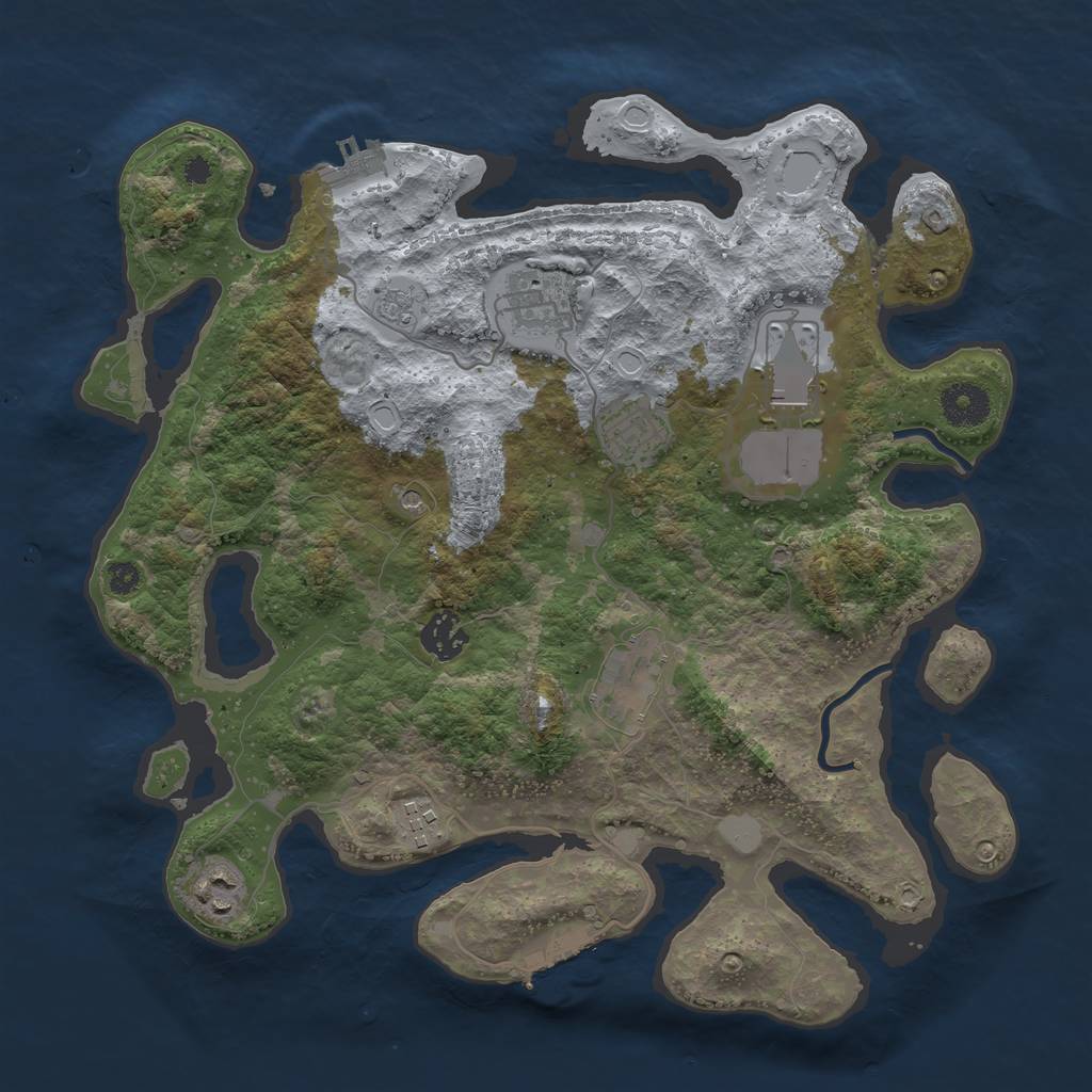 Rust Map: Procedural Map, Size: 3500, Seed: 853455451, 14 Monuments