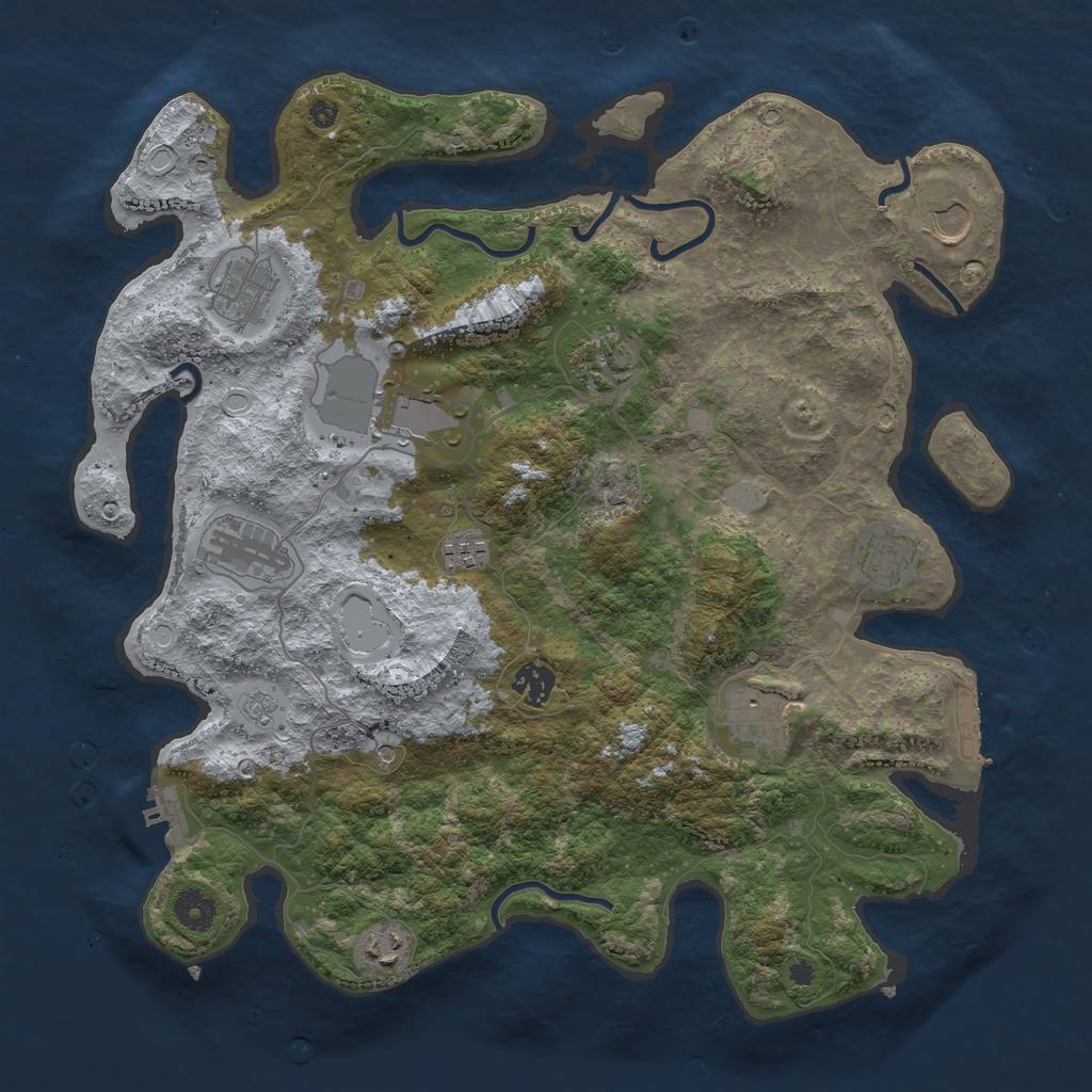 Rust Map: Procedural Map, Size: 3900, Seed: 90745181, 19 Monuments