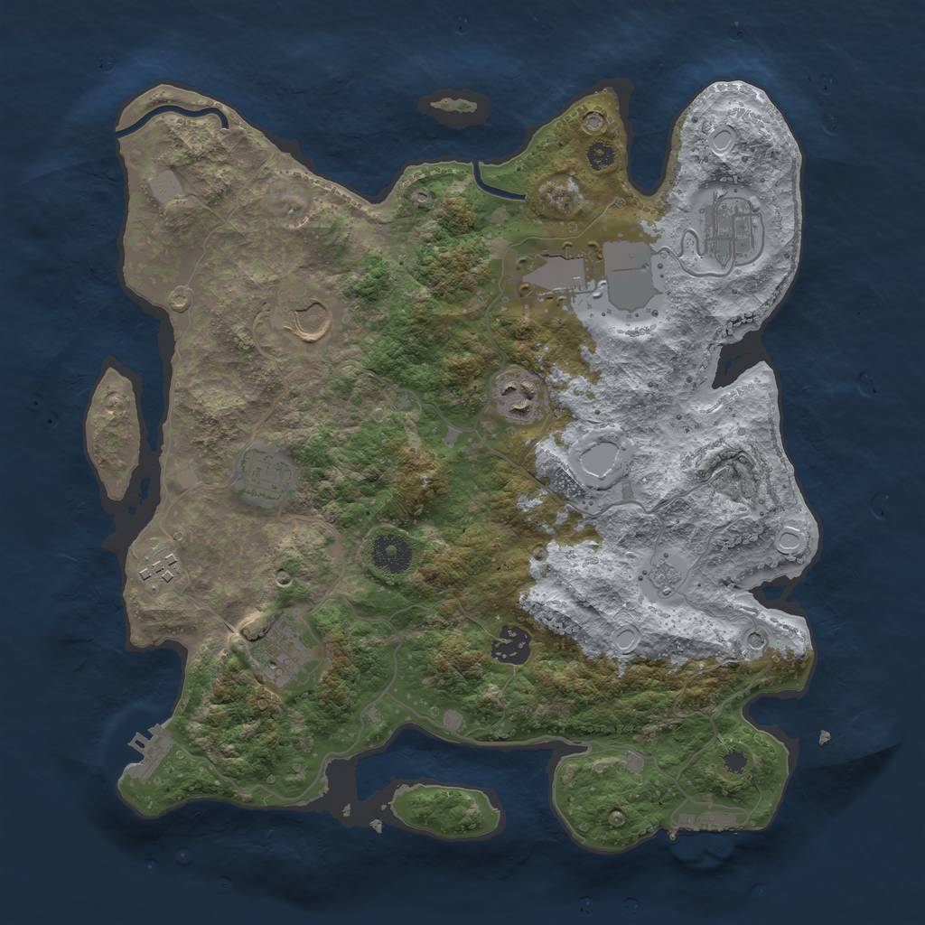 Rust Map: Procedural Map, Size: 3500, Seed: 904160676, 17 Monuments