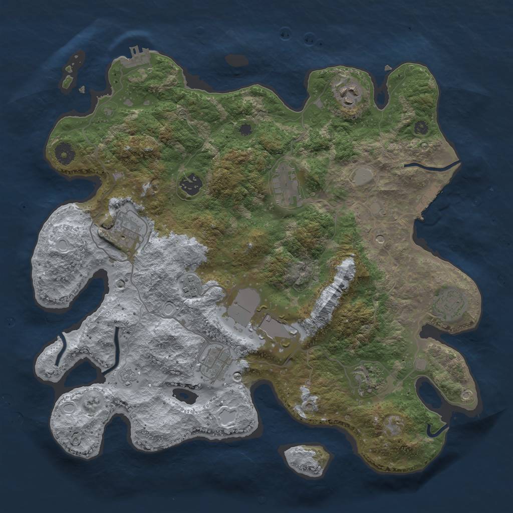 Rust Map: Procedural Map, Size: 3700, Seed: 1481594983, 18 Monuments