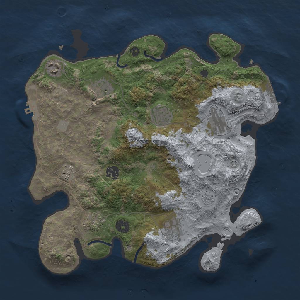 Rust Map: Procedural Map, Size: 3300, Seed: 1935241789, 17 Monuments