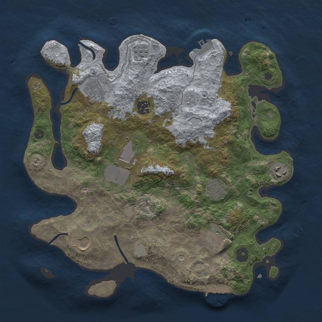 Rust Map: Procedural Map, Size: 3500, Seed: 877384539, 17 Monuments