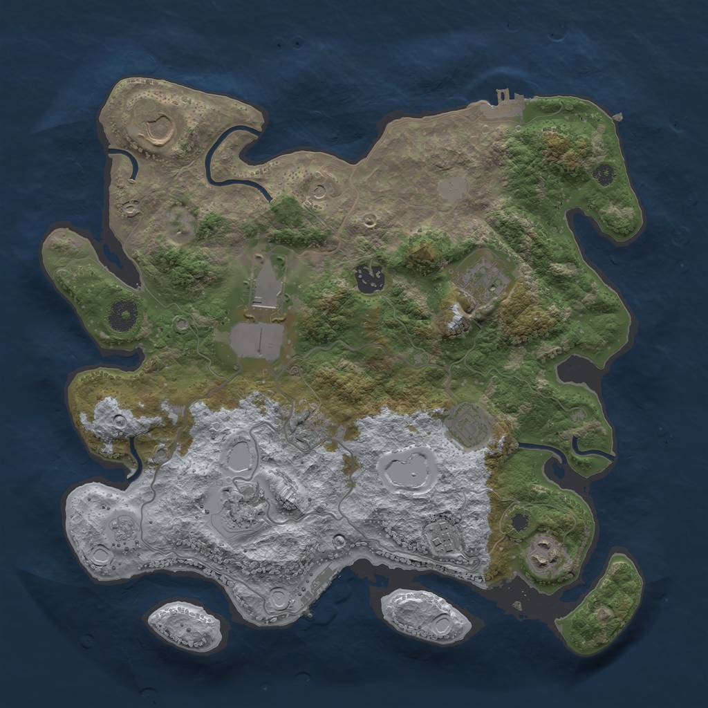 Rust Map: Procedural Map, Size: 3500, Seed: 354561, 17 Monuments