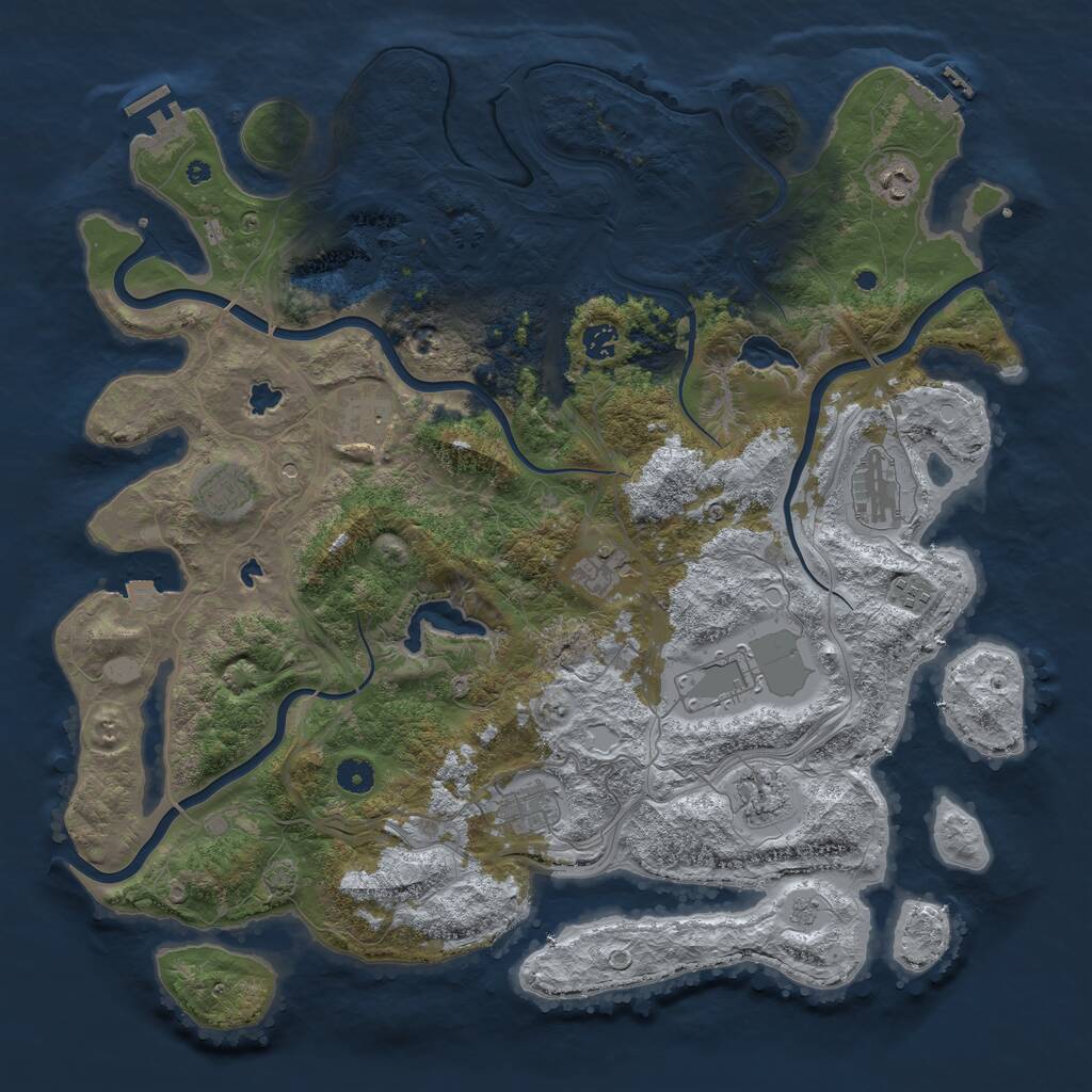Rust Map: Procedural Map, Size: 4500, Seed: 82242972, 16 Monuments