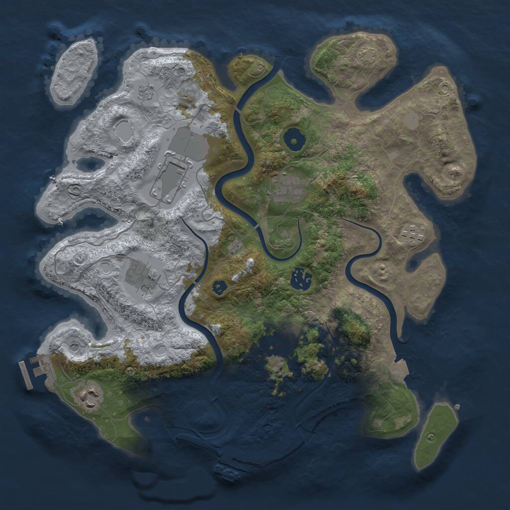 Rust Map: Procedural Map, Size: 3500, Seed: 1353603463, 13 Monuments
