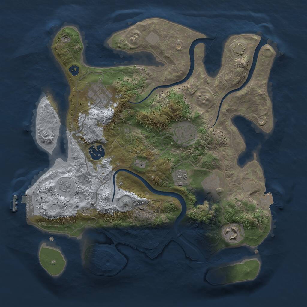 Rust Map: Procedural Map, Size: 3000, Seed: 841351555, 11 Monuments