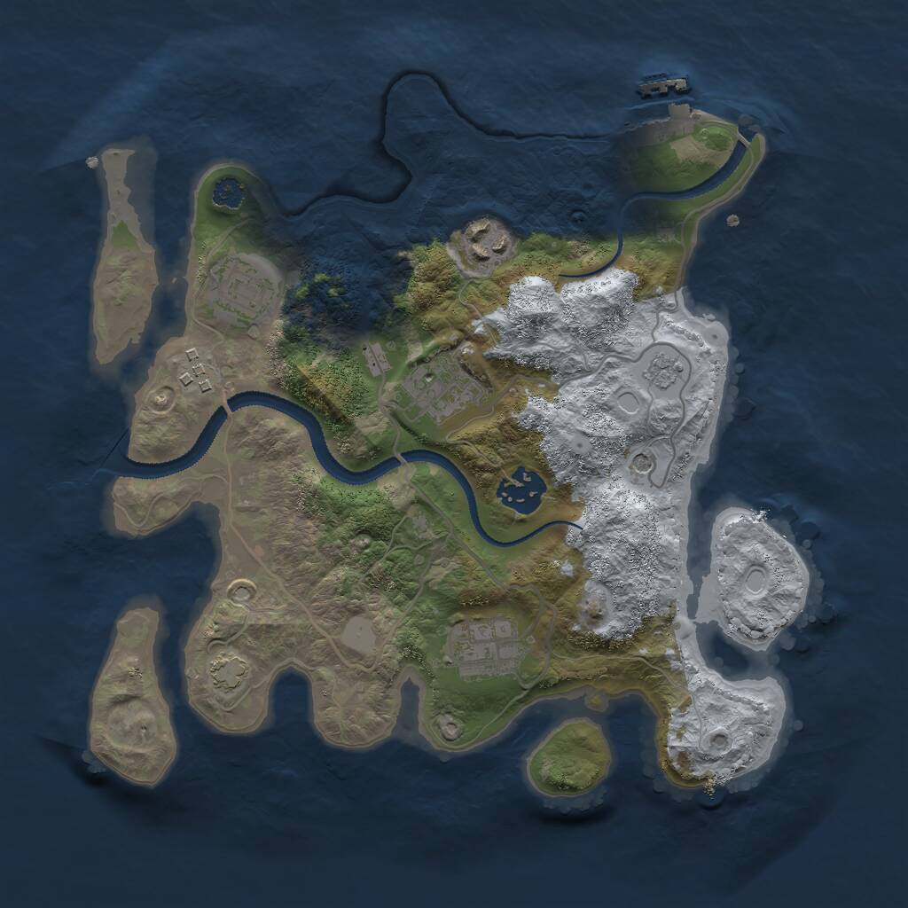 Rust Map: Procedural Map, Size: 3000, Seed: 2133923884, 11 Monuments