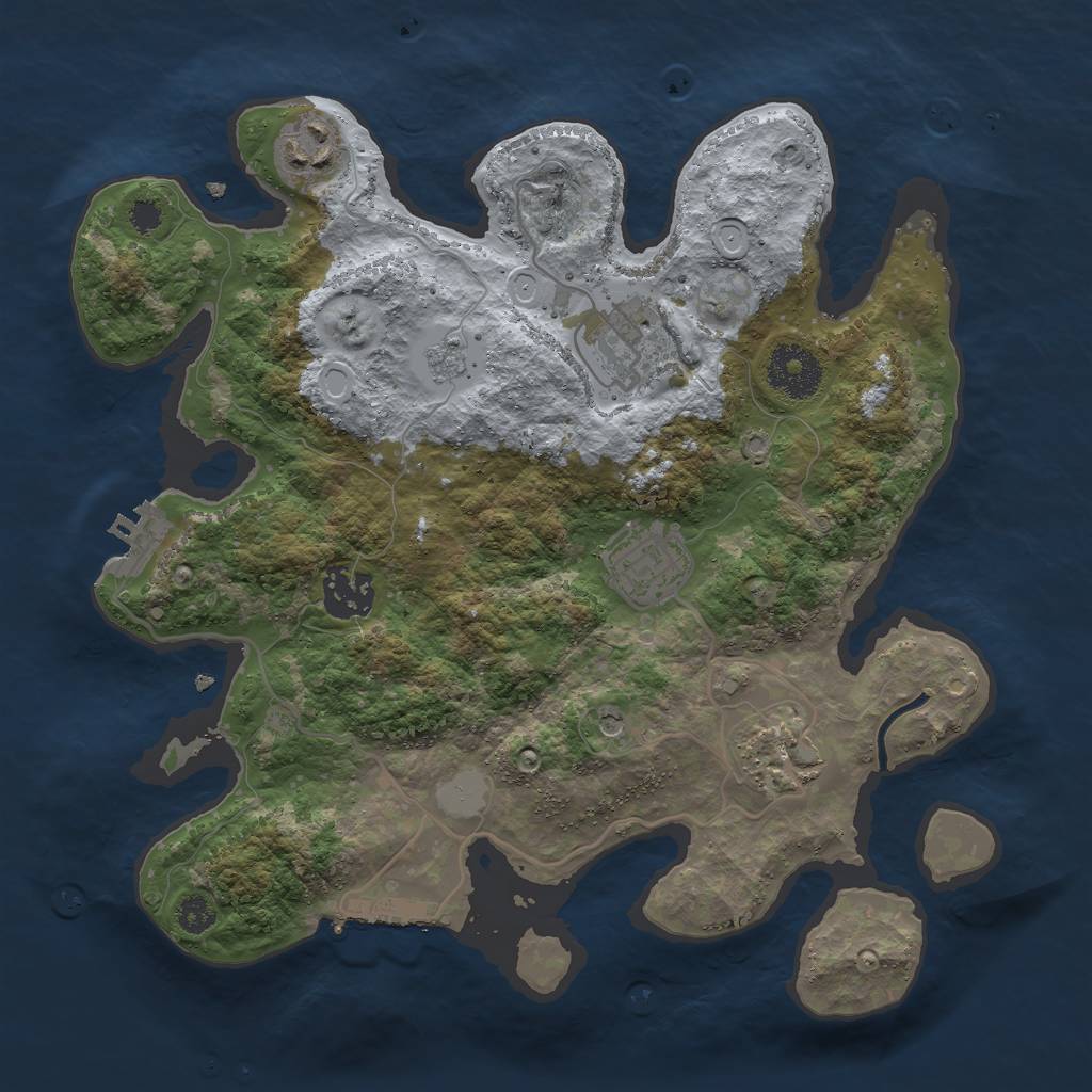 Rust Map: Procedural Map, Size: 3000, Seed: 22947, 12 Monuments