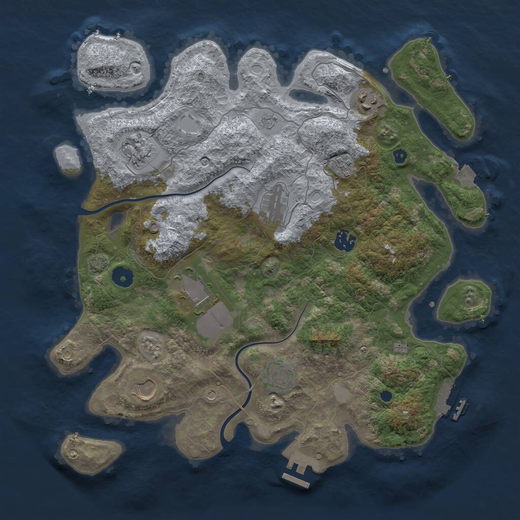 Rust Map: Procedural Map, Size: 3700, Seed: 1845630201, 14 Monuments