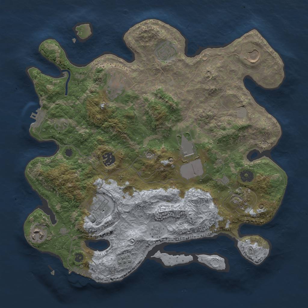 Rust Map: Procedural Map, Size: 3500, Seed: 232958574, 18 Monuments