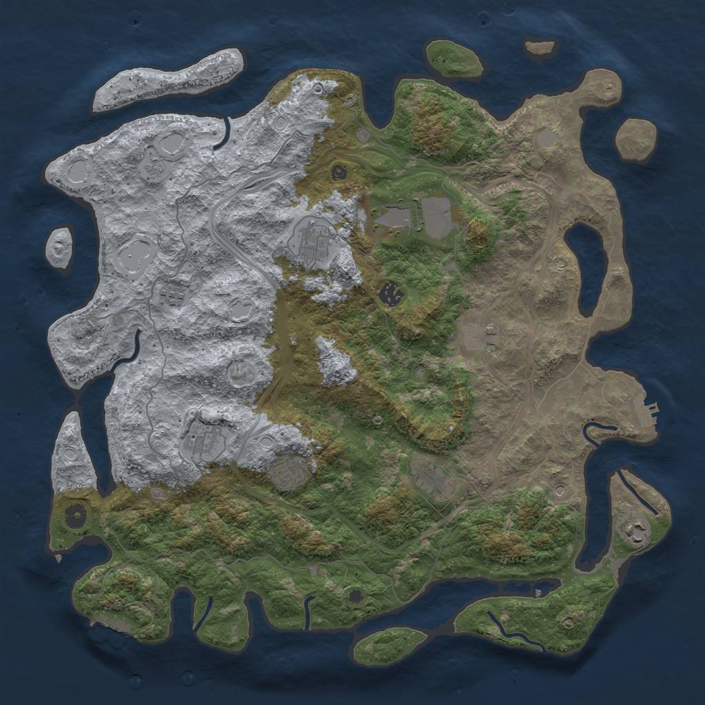 Rust Map: Procedural Map, Size: 4500, Seed: 1462526167, 18 Monuments