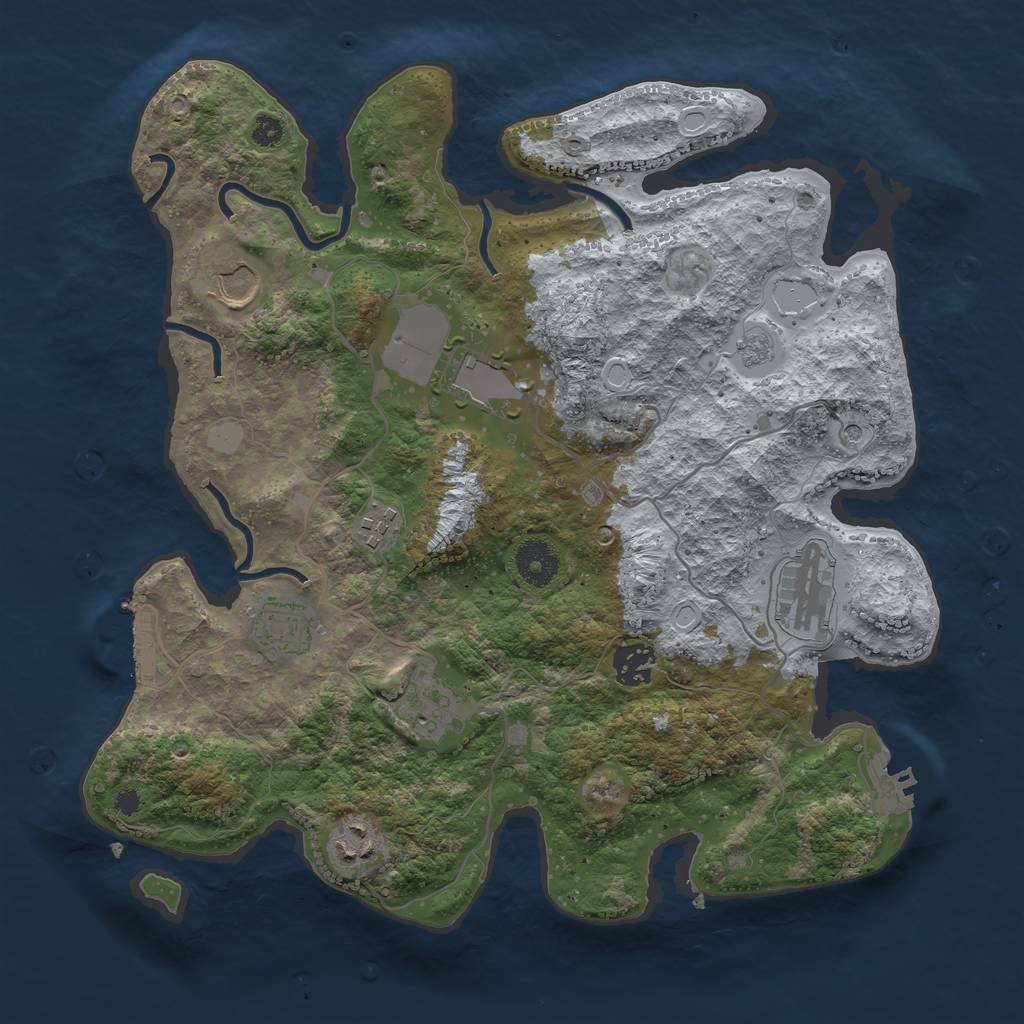 Rust Map: Procedural Map, Size: 3500, Seed: 847298909, 17 Monuments