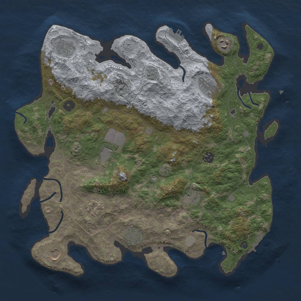 Rust Map: Procedural Map, Size: 4000, Seed: 5353, 19 Monuments