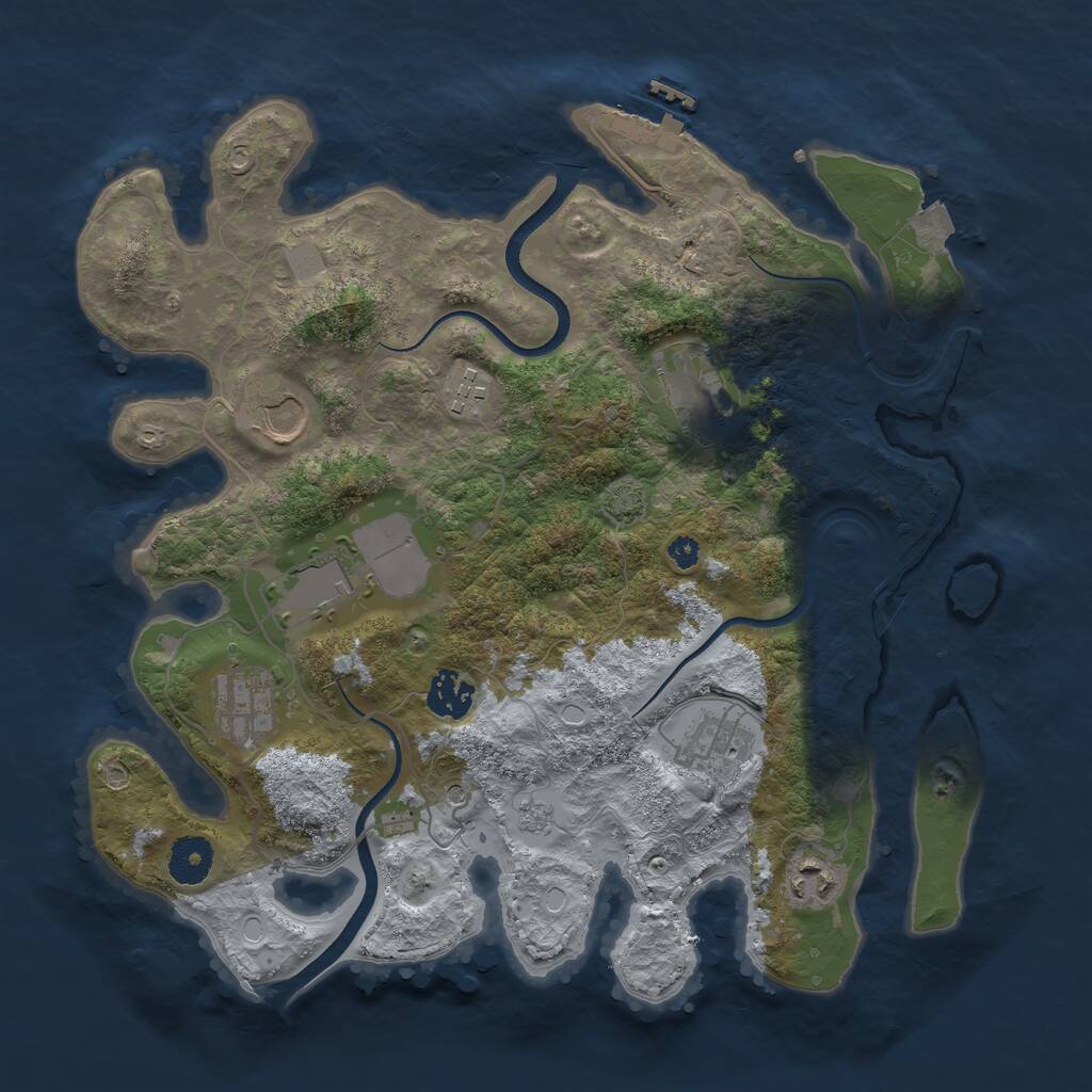 Rust Map: Procedural Map, Size: 3500, Seed: 231549, 13 Monuments