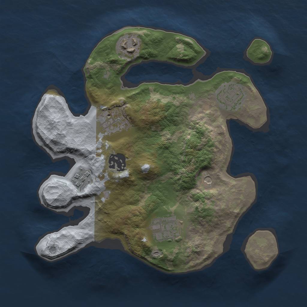 Rust Map: Barren, Size: 2500, Seed: 628396, 9 Monuments