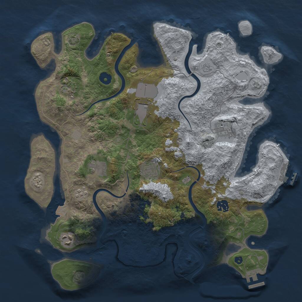 Rust Map: Procedural Map, Size: 3700, Seed: 943815773, 14 Monuments