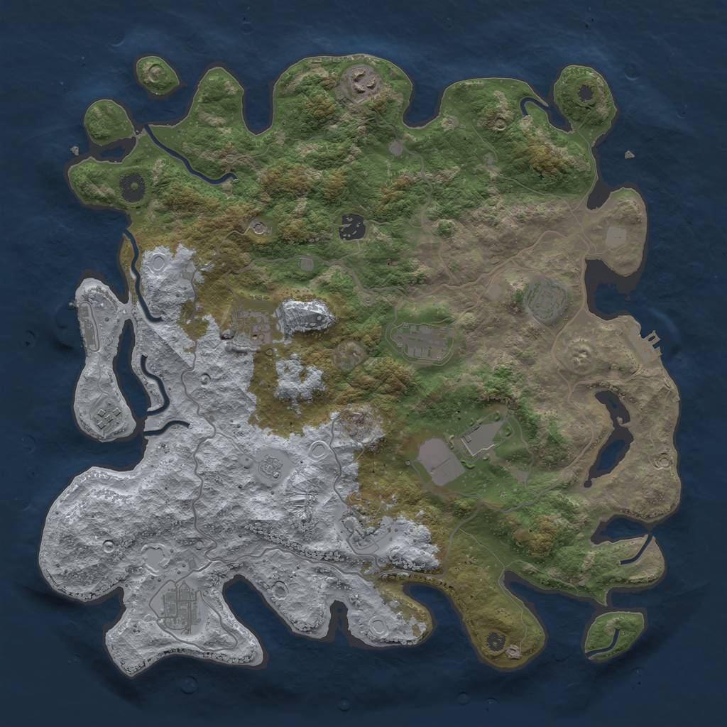 Rust Map: Procedural Map, Size: 4000, Seed: 1166479587, 18 Monuments