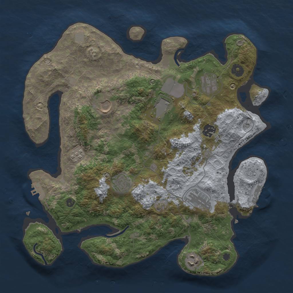Rust Map: Procedural Map, Size: 3500, Seed: 1547525467, 15 Monuments