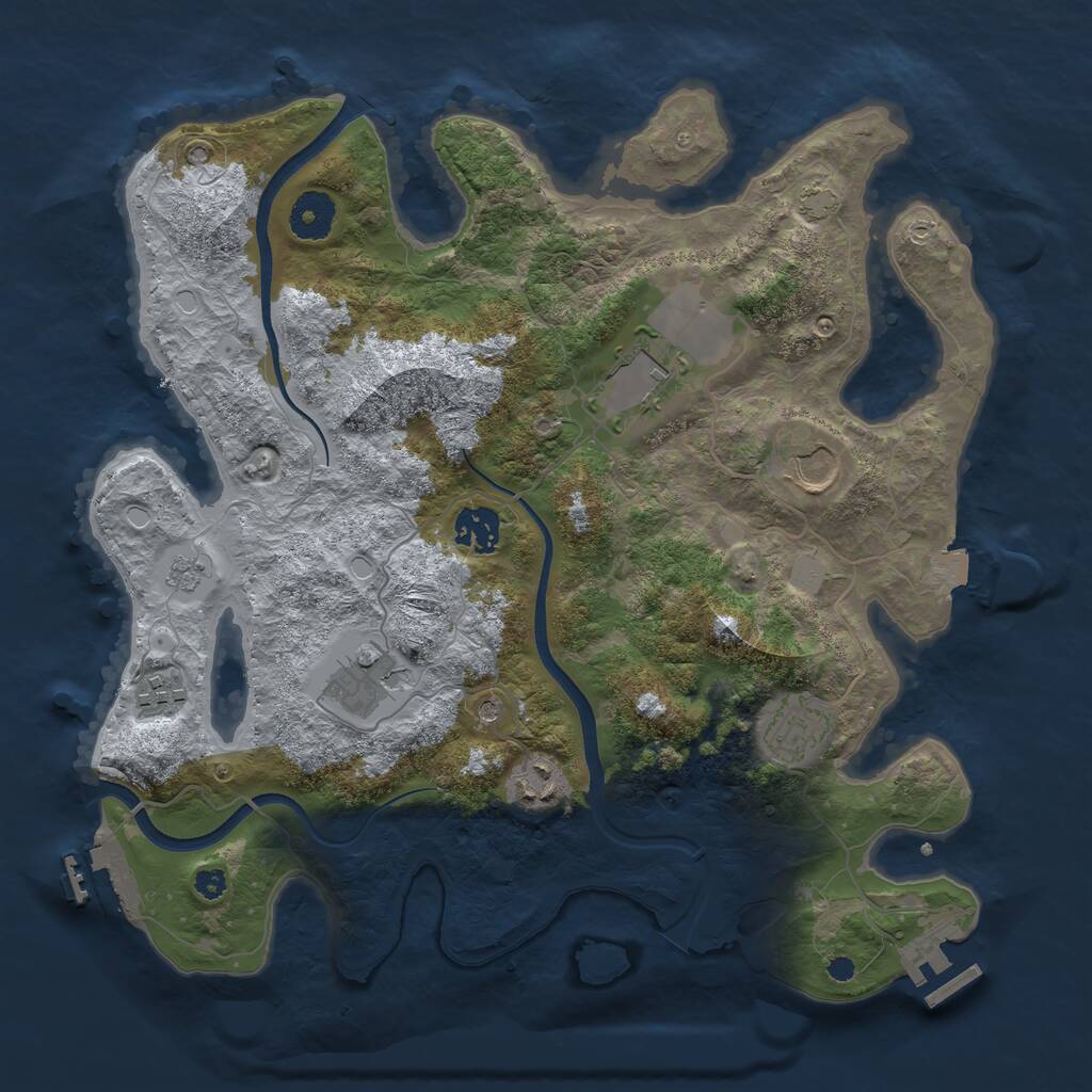 Rust Map: Procedural Map, Size: 3500, Seed: 75554, 13 Monuments