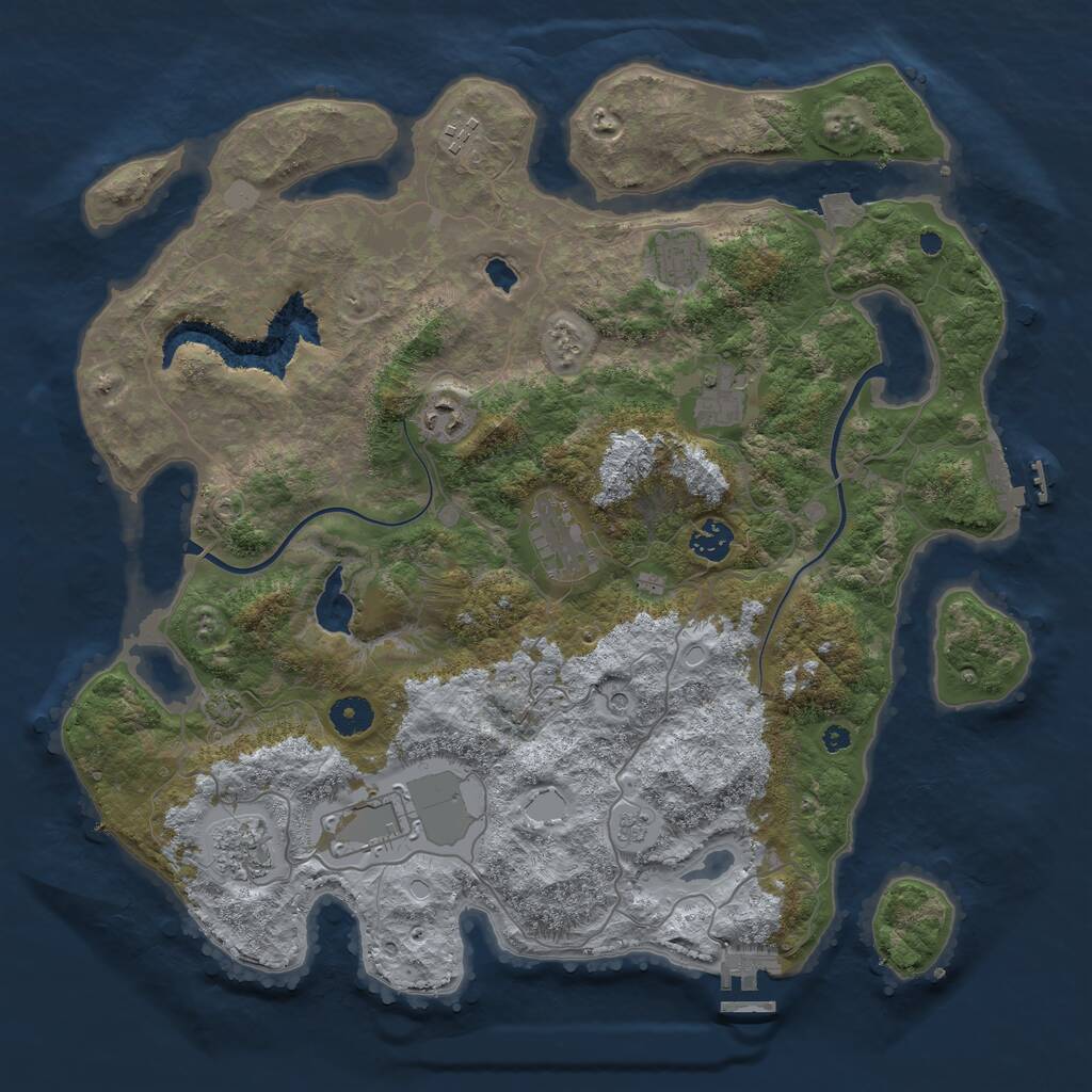 Rust Map: Procedural Map, Size: 4000, Seed: 2062379051, 14 Monuments