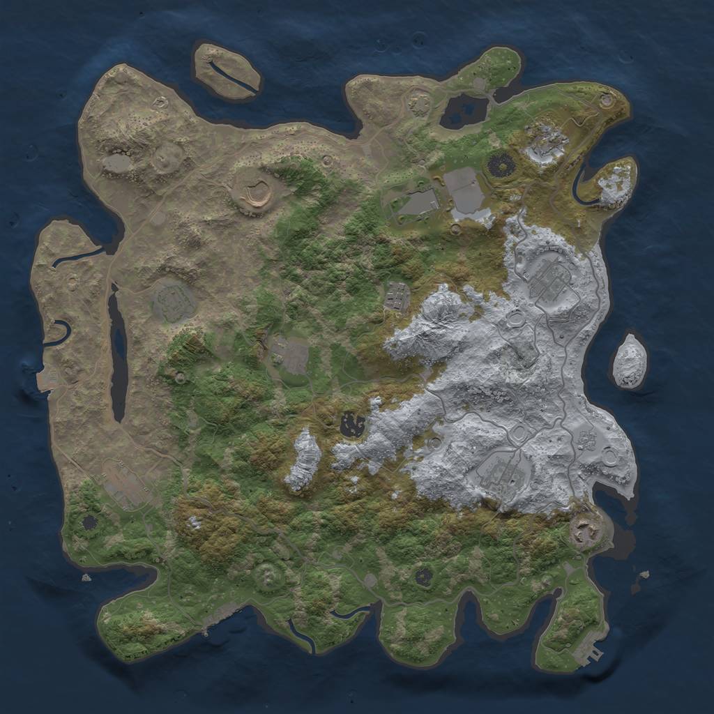 Rust Map: Procedural Map, Size: 4096, Seed: 1276458306, 19 Monuments