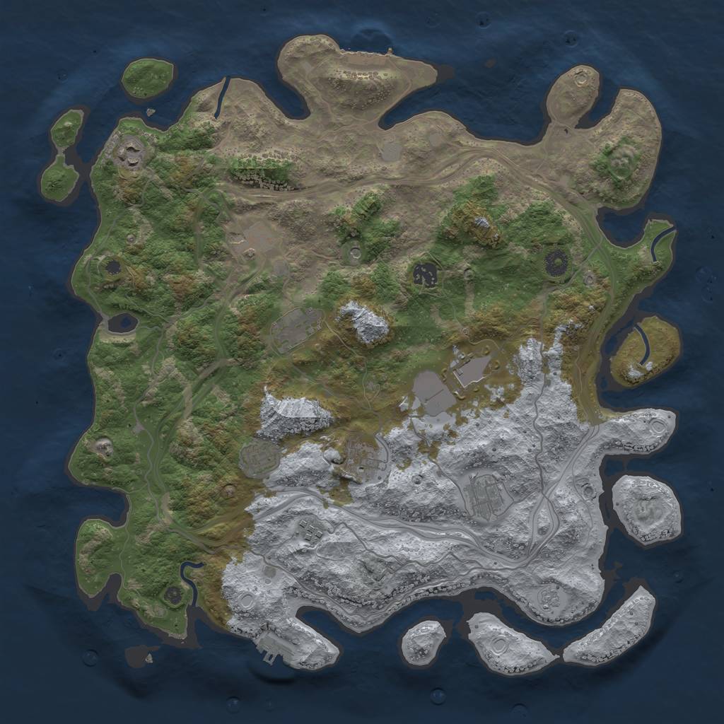 Rust Map: Procedural Map, Size: 4250, Seed: 1191117727, 16 Monuments
