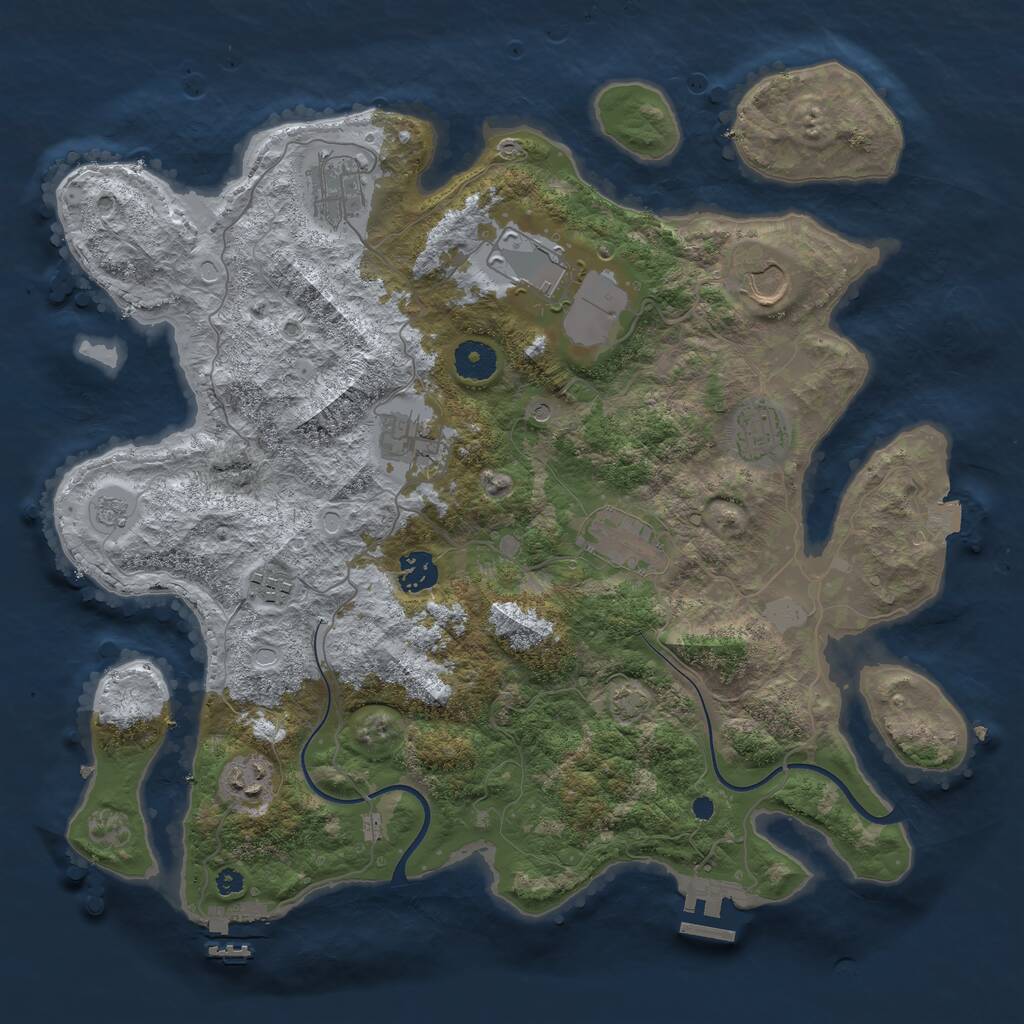 Rust Map: Procedural Map, Size: 3750, Seed: 502492801, 15 Monuments