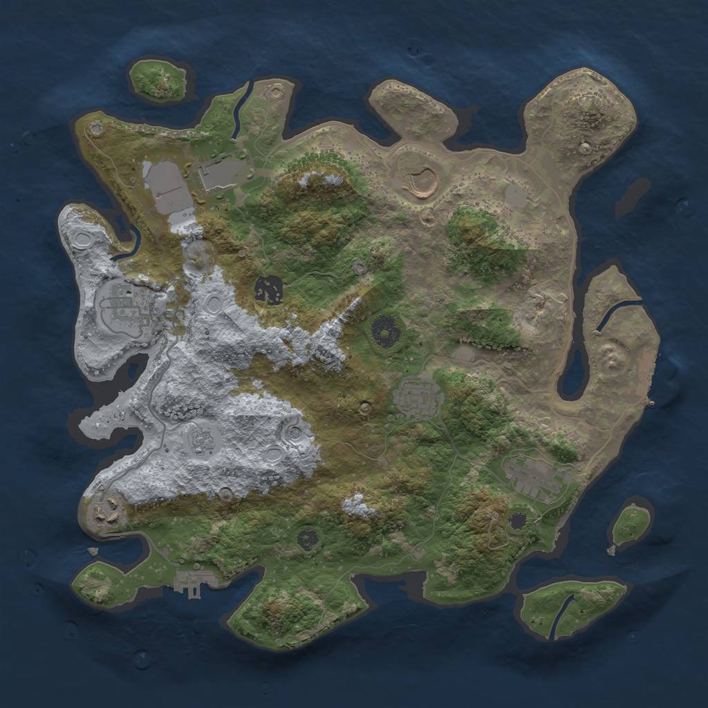 Rust Map: Procedural Map, Size: 3500, Seed: 20230120, 16 Monuments