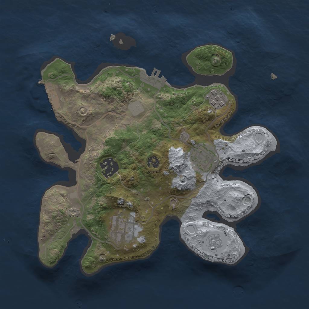 Rust Map: Procedural Map, Size: 2500, Seed: 69638228, 12 Monuments