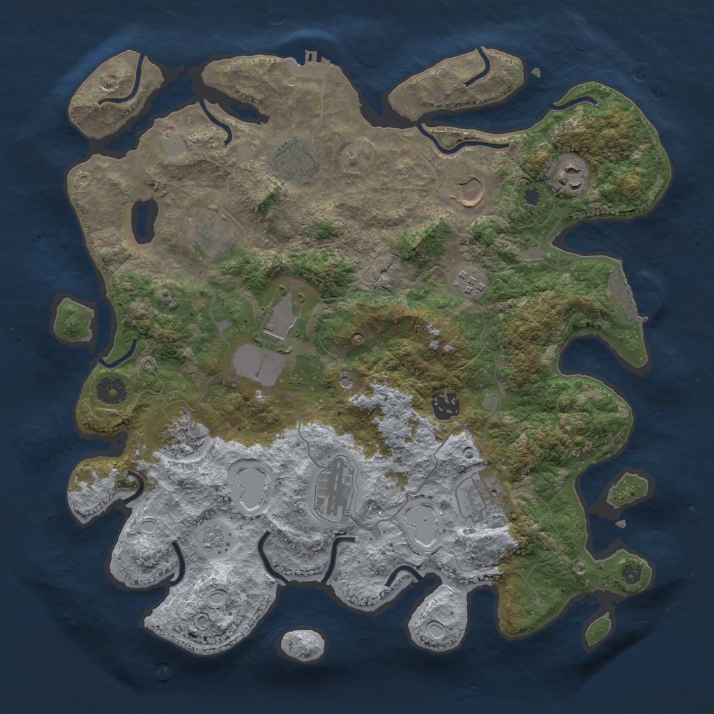 Rust Map: Procedural Map, Size: 3700, Seed: 5639, 19 Monuments