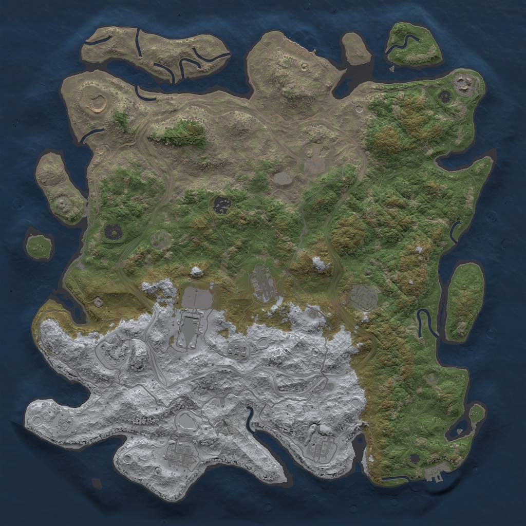 Rust Map: Procedural Map, Size: 4500, Seed: 1246335047, 20 Monuments