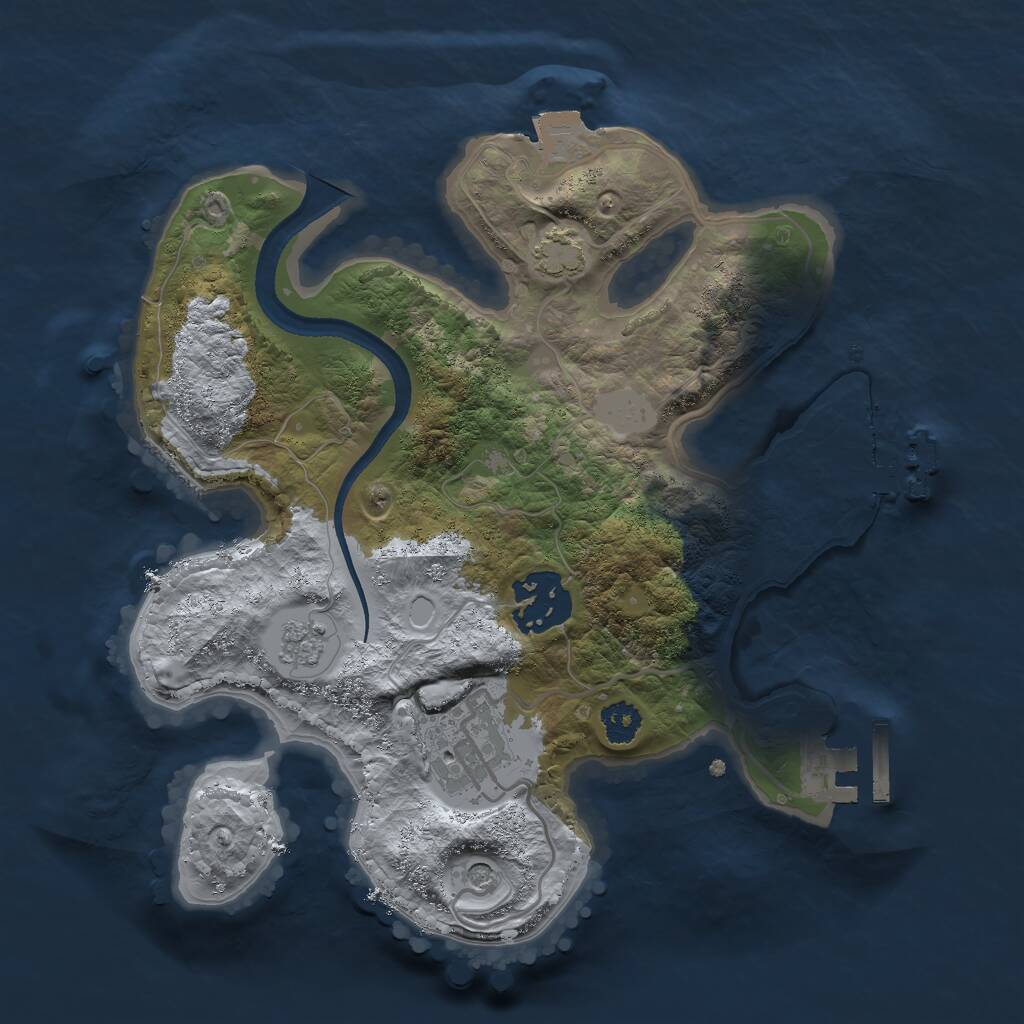 Rust Map: Procedural Map, Size: 2500, Seed: 1672320190, 8 Monuments