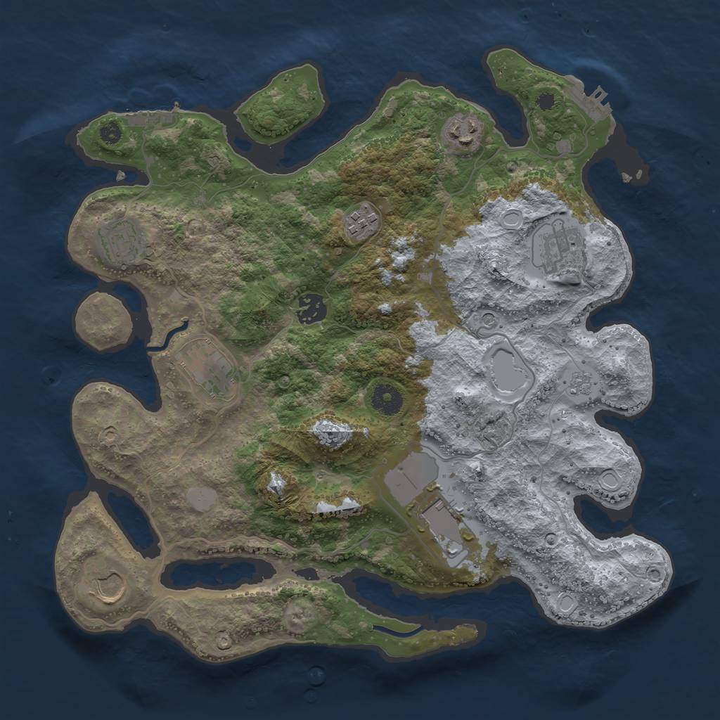 Rust Map: Procedural Map, Size: 3500, Seed: 1741019434, 17 Monuments