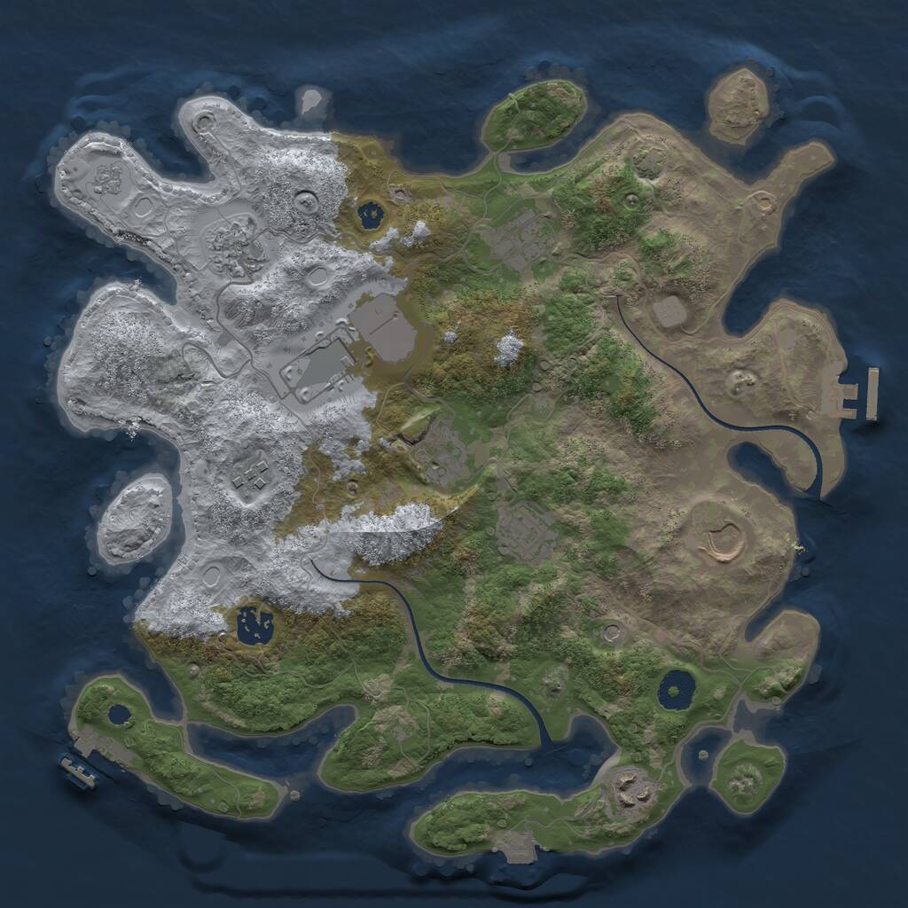 Rust Map: Procedural Map, Size: 3500, Seed: 457812556, 15 Monuments