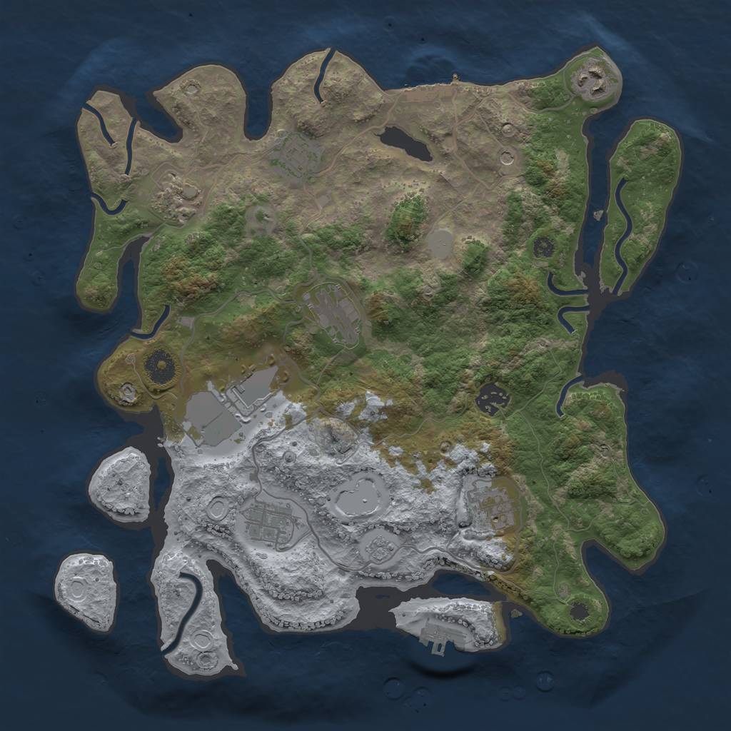 Rust Map: Procedural Map, Size: 3500, Seed: 111081510, 17 Monuments