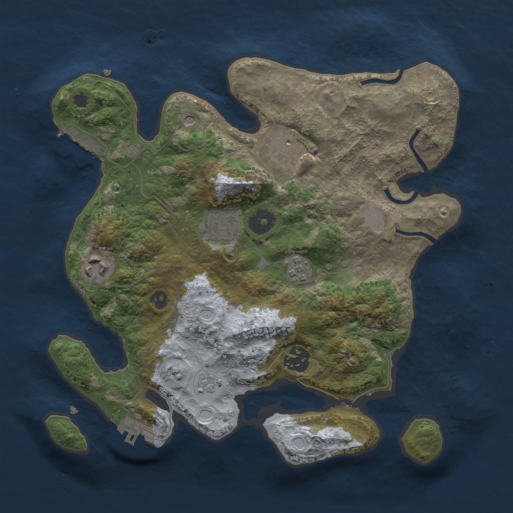 Rust Map: Procedural Map, Size: 3000, Seed: 27249964, 14 Monuments
