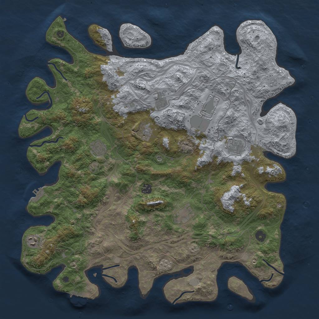Rust Map: Procedural Map, Size: 4500, Seed: 944255090, 18 Monuments