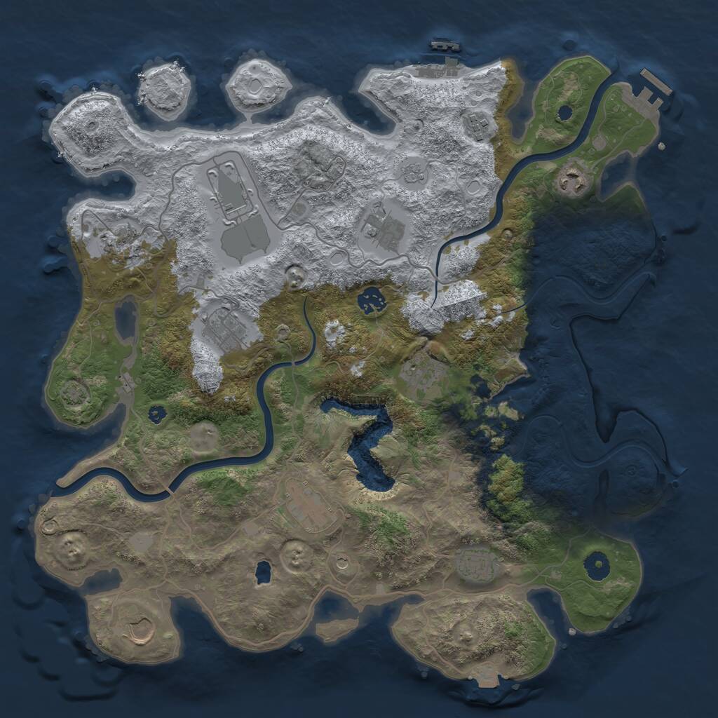 Rust Map: Procedural Map, Size: 4000, Seed: 279700448, 17 Monuments