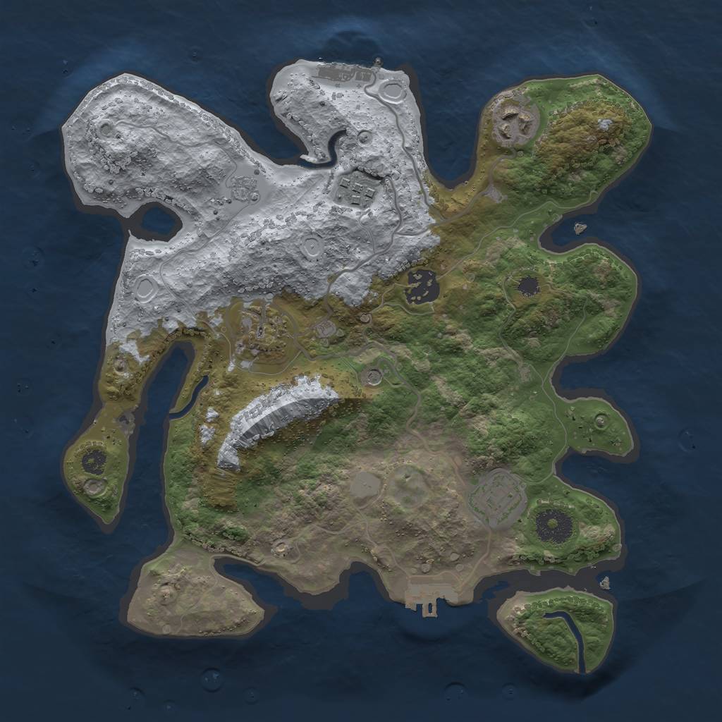 Rust Map: Procedural Map, Size: 3000, Seed: 74631, 14 Monuments