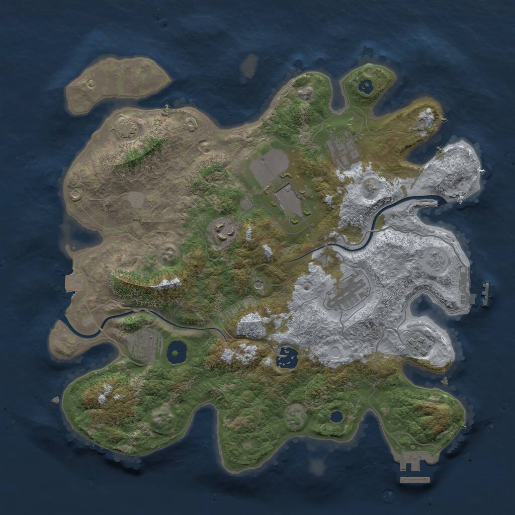 Rust Map: Procedural Map, Size: 3500, Seed: 2385632, 13 Monuments
