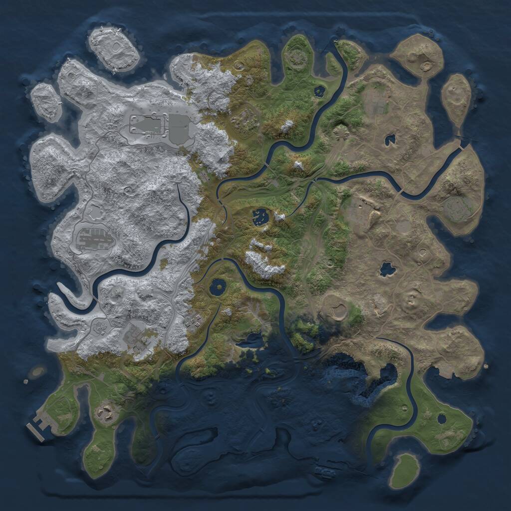 Rust Map: Procedural Map, Size: 4500, Seed: 43254112, 17 Monuments