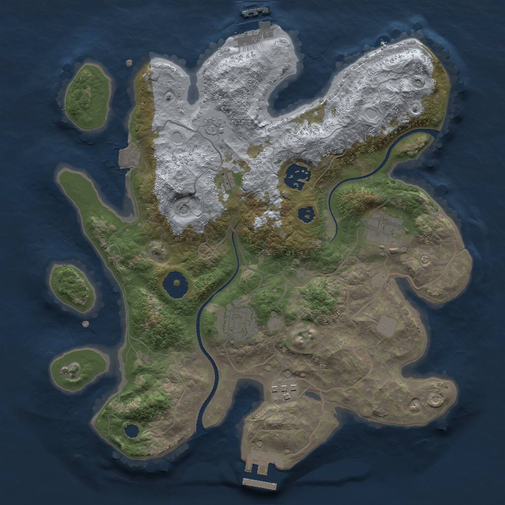 Rust Map: Procedural Map, Size: 3000, Seed: 87655678, 9 Monuments