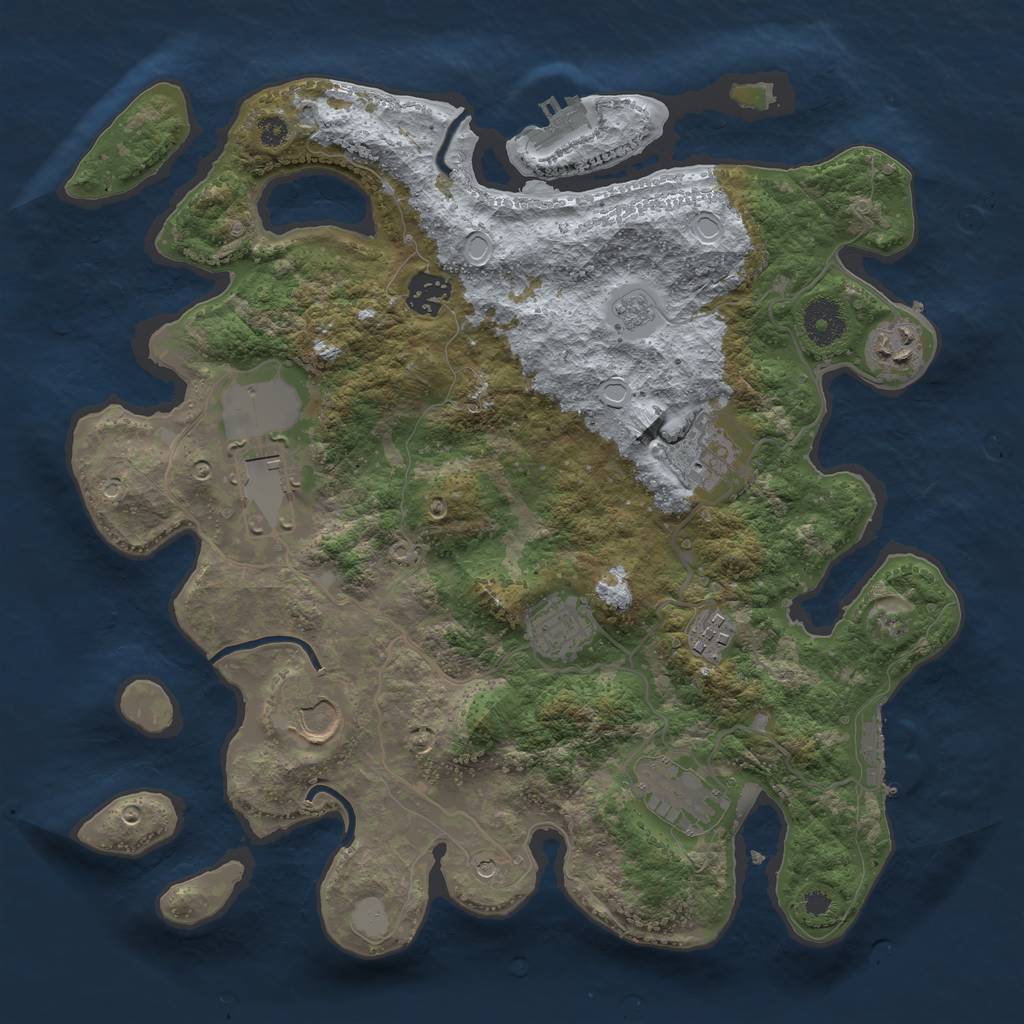Rust Map: Procedural Map, Size: 3500, Seed: 660383177, 17 Monuments