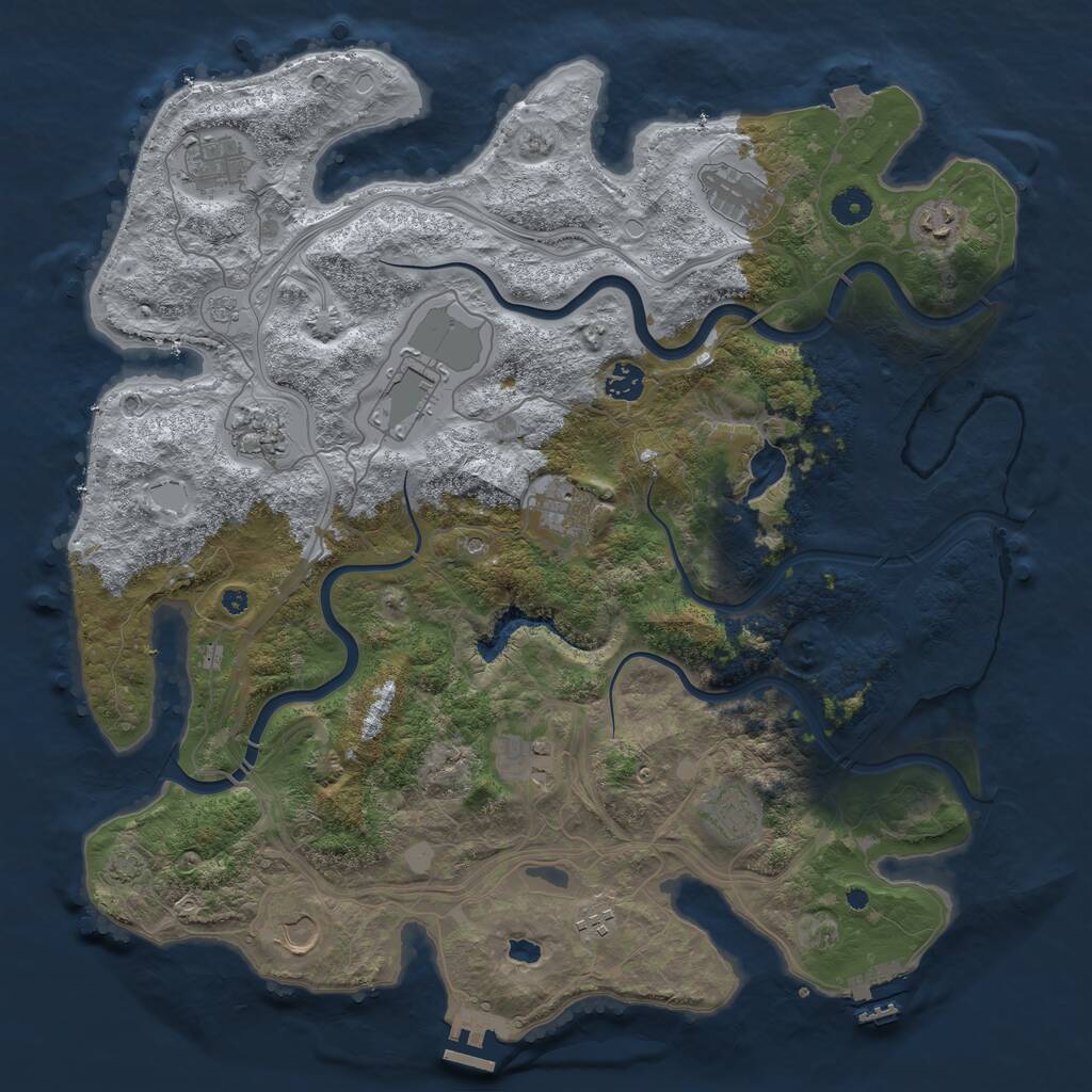 Rust Map: Procedural Map, Size: 4250, Seed: 433175702, 17 Monuments