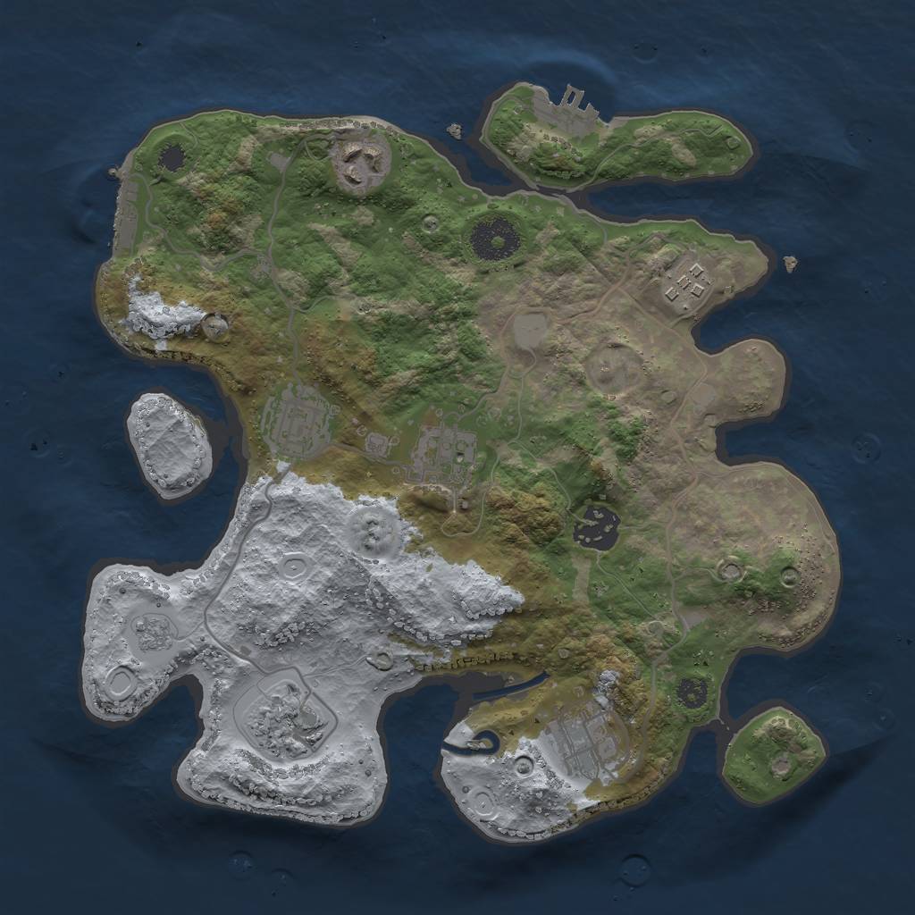 Rust Map: Procedural Map, Size: 3000, Seed: 1265937501, 13 Monuments