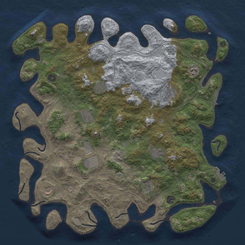 Rust Map: Procedural Map, Size: 4500, Seed: 2115118751, 19 Monuments