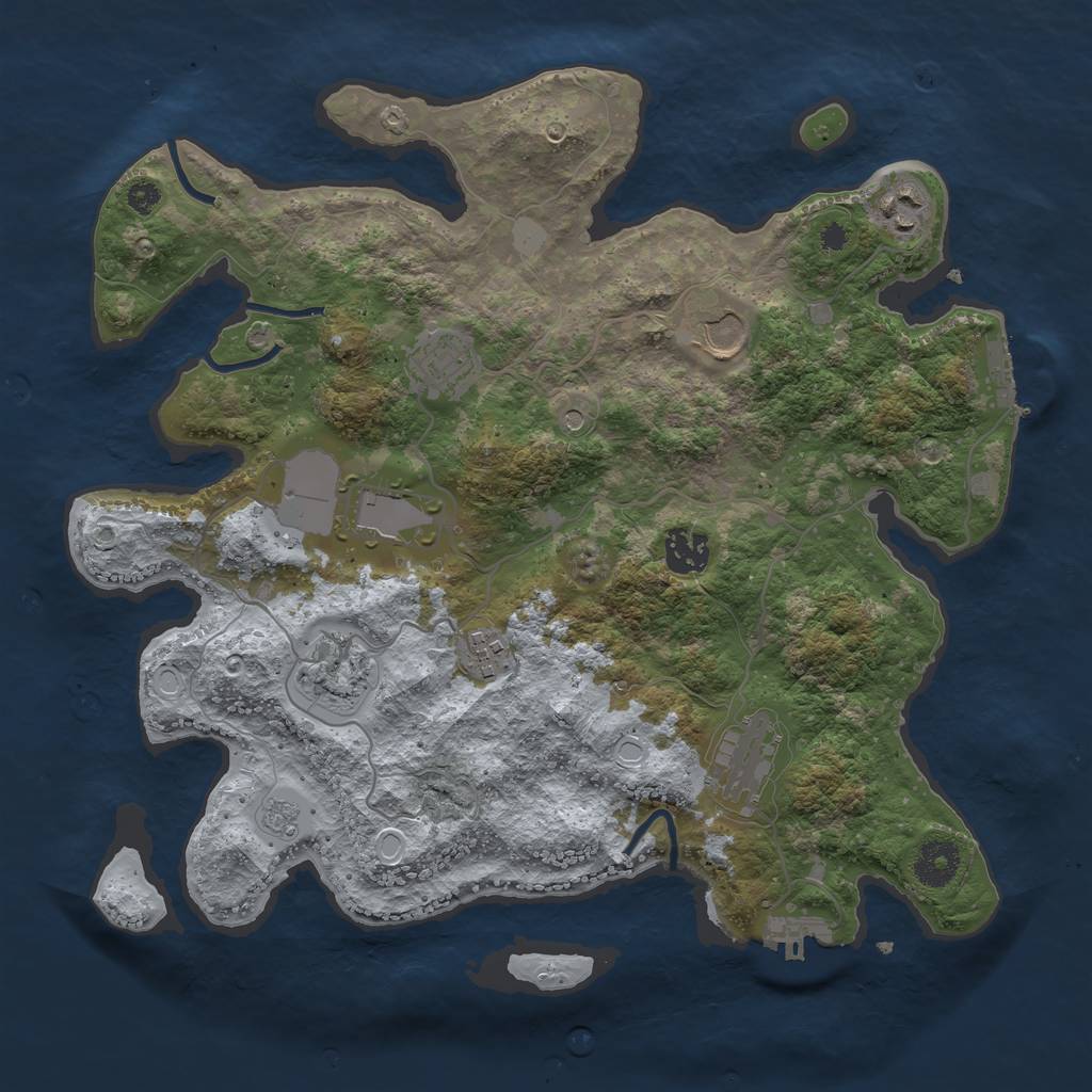 Rust Map: Procedural Map, Size: 3500, Seed: 186996470, 17 Monuments