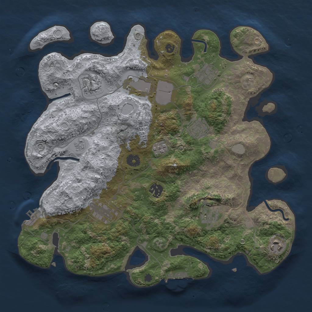 Rust Map: Procedural Map, Size: 3500, Seed: 1584960452, 16 Monuments