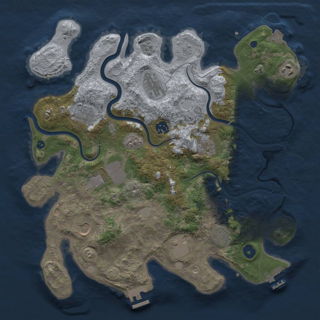 Rust Map: Procedural Map, Size: 3700, Seed: 995033, 16 Monuments
